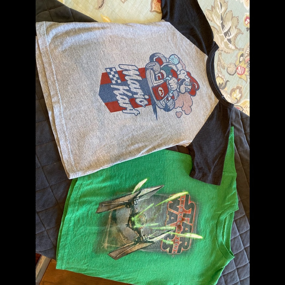 Boys tees size 7. Stars Wars and Mario.